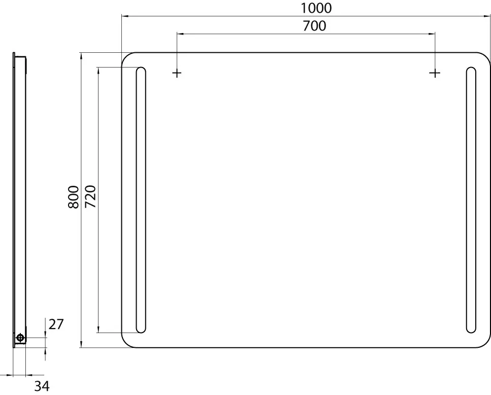 Lichtspiegel MI 290, 1000 x 800 mm2700K/6500K, Sensor, m. Heizung u. Unterlicht, IP 20