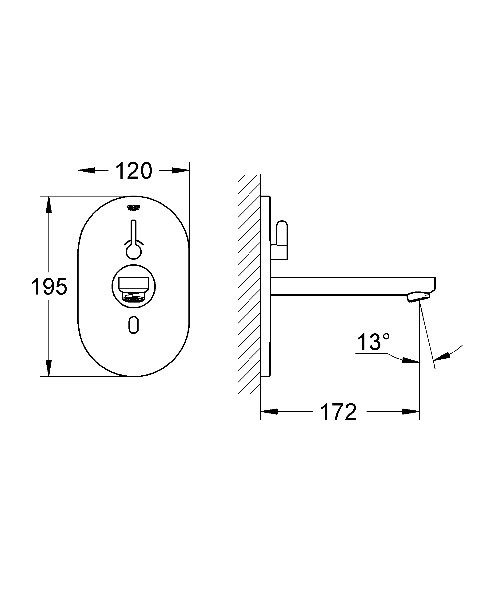 Infrarot-Elektronik für Waschtisch Eurosmart CE 36315, mit Mischung, Fertigmontageset für UP-Einbaukasten 36 339 001, mit Steckertrafo 100-230 V AC, 50-60 Hz, 6 V DC, Ausladung 170 mm, chrom