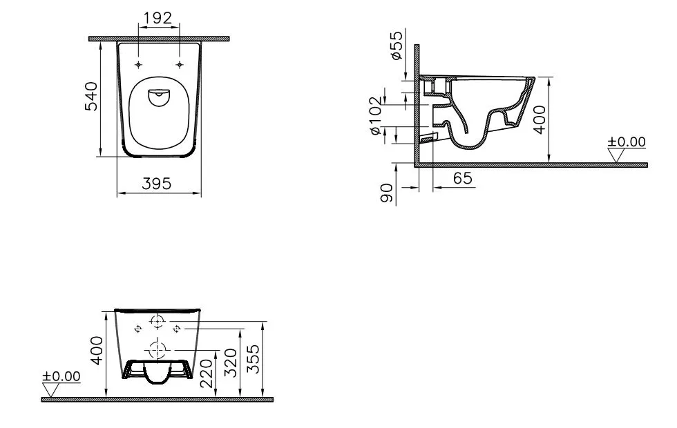 VitrA Equal Tiefspüler-Wand-WC Flush 2.0, ohne Spülrand, 395 x 540 mm, Weiß Hochglanz VitrA Equal Tiefspüler-Wand-WC Flush 2.0, ohne Spülrand, 395 x 540 mm, Weiß Hochglanz