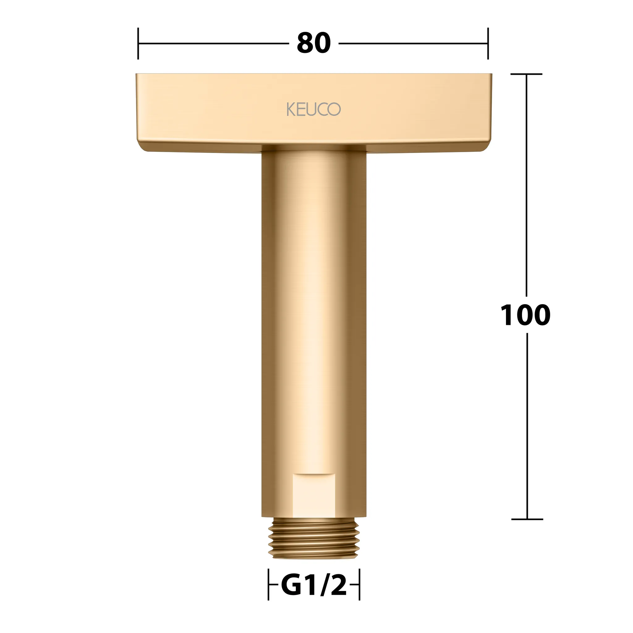 Brausen und Brausezubehör Brausearm Deckenanschluss 100 mm Messing gebürstet eckig Brausen und Brausezubehör Brausearm Deckenanschluss 100 mm Messing gebürstet eckig