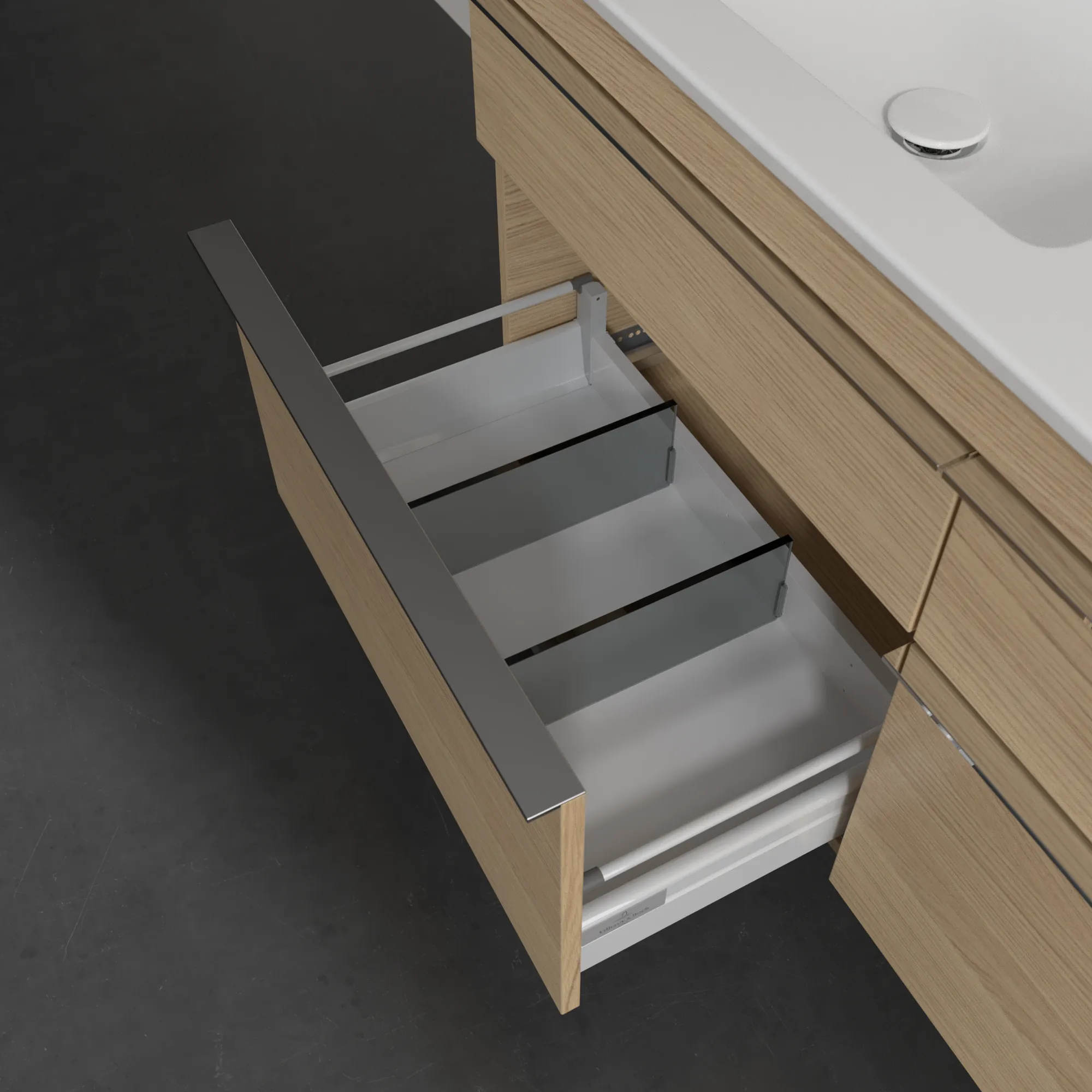 Villeroy & Boch Waschtischunterschrank „Venticello“ für Schrank-Doppelwaschtisch 1253 × 590 × 502 mm Nordic Oak, für links und rechts