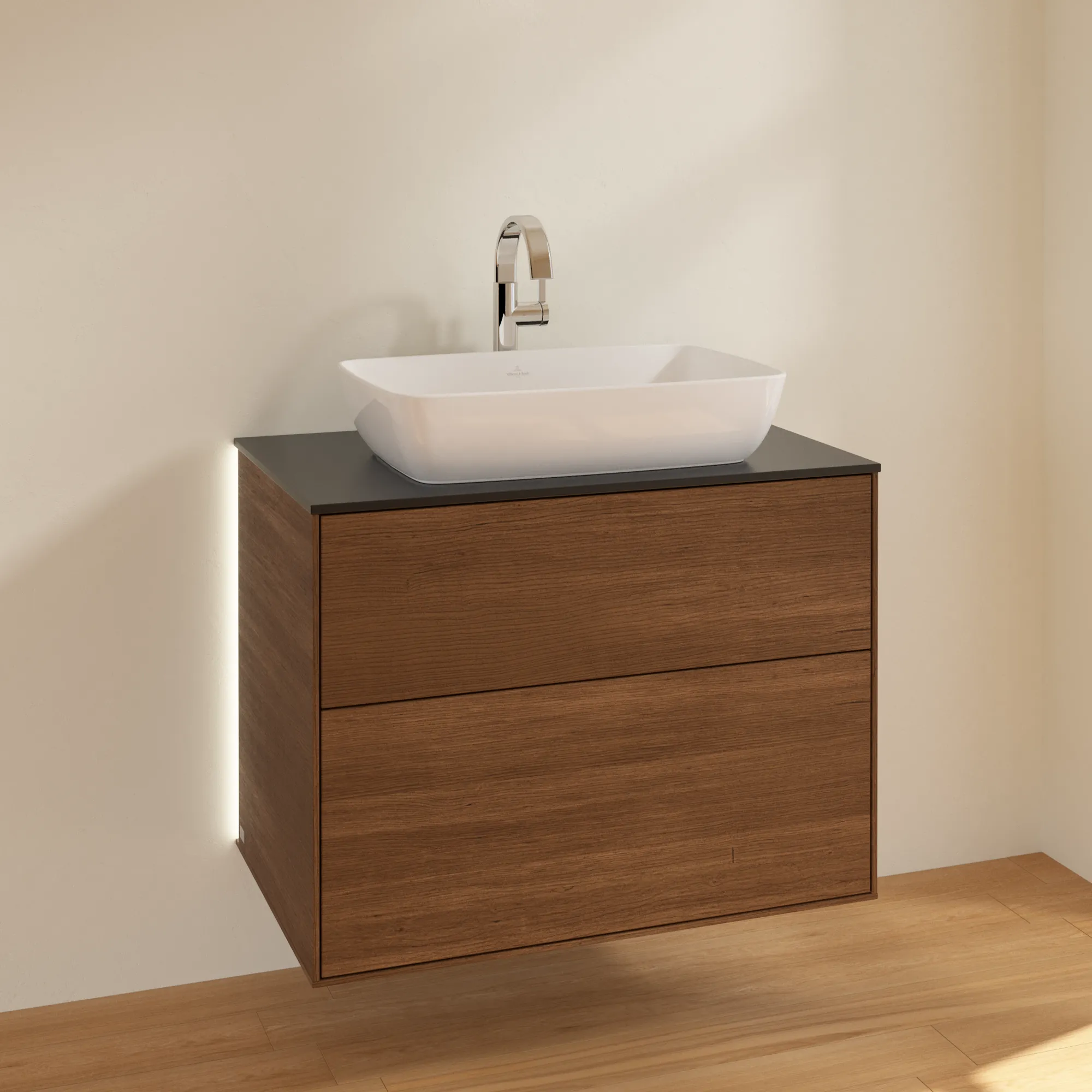 Villeroy & Boch Waschtischunterschrank „Finion“ für Schrankwaschtisch 800 × 603 × 501 mm Walnut Veneer, für Becken mittig