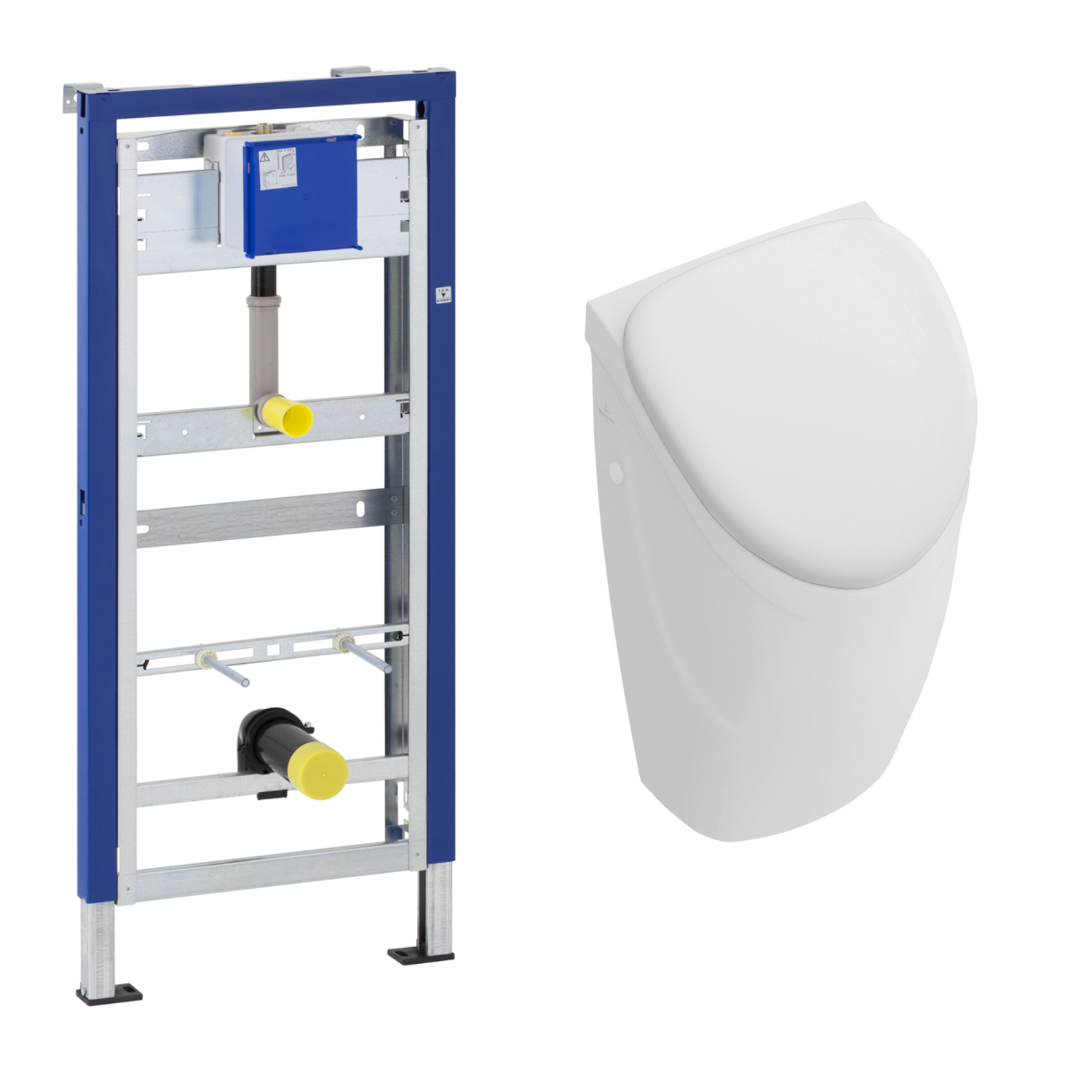 Villeroy & Boch Absaug-Urinal compact O.novo inkl. CeramicPlus, Deckel und Vorwandelement