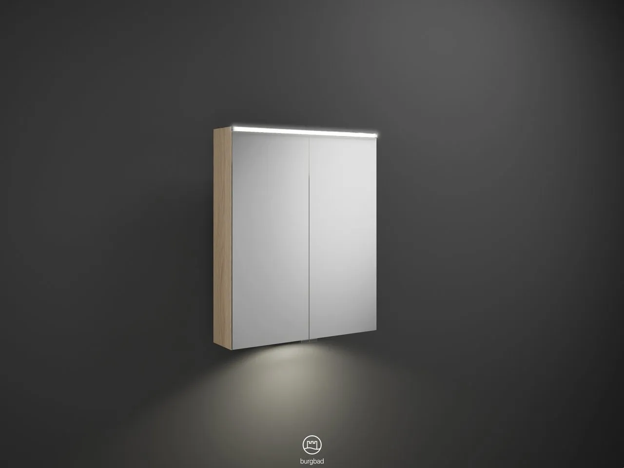 Spiegelschrank Eqio von burgbad - beidseitig verspiegelt, LED-Aufsatzleuchte 4250 K, Schalter-Steckdosenelement, Glaseinlegeböden, LED-Waschtischbeleuchtung 5 W, IP24, 170x650x800 mm Spiegelschrank Eqio von burgbad - beidseitig verspiegelt, LED-Aufsatzleuchte 4250 K, Schalter-Steckdosenelement, Glaseinlegeböden, LED-Waschtischbeleuchtung 5 W, IP24, 170x650x800 mm