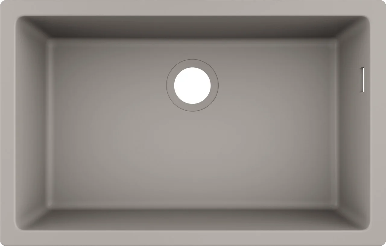 Hansgrohe S51 Unterbauspüle 660 mm, Betongrau, SilicaTec, 80 cm Unterschrank, seitlicher Überlauf rechts