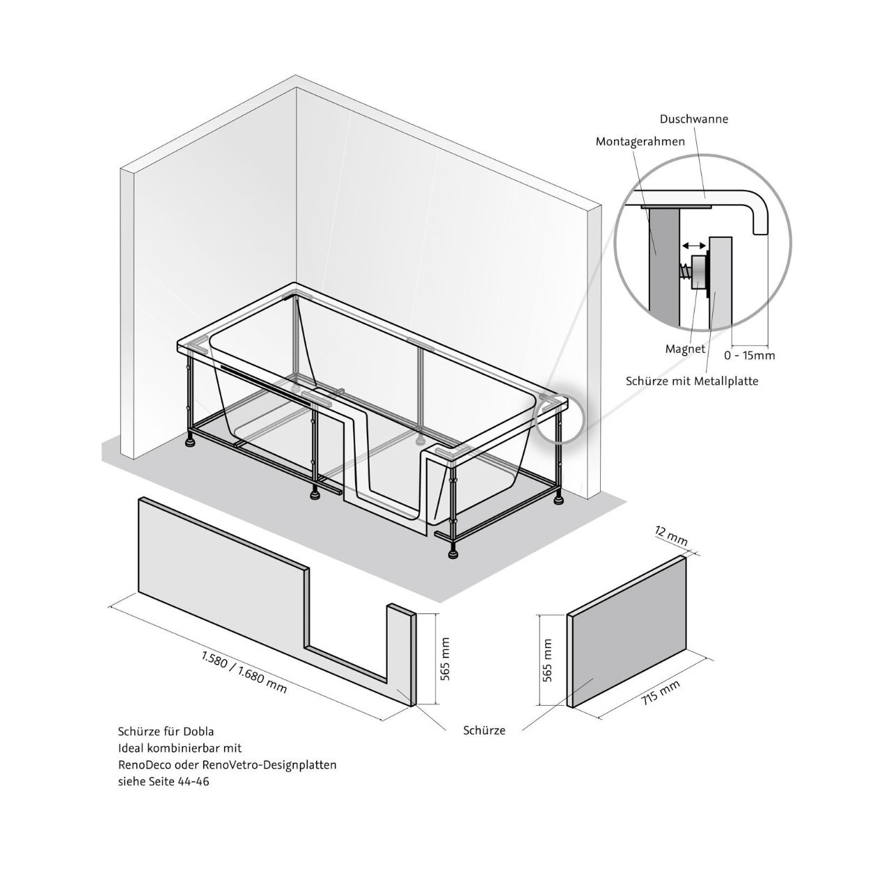 HSK Duschbadewanne „Dobla“ 160 × 75 cm HSK Duschbadewanne „Dobla“ 160 × 75 cm