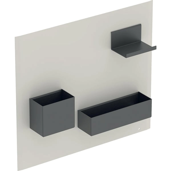 Magnettafel mit Stauboxen: sand-grau / pulverbeschichtet matt, lava / pulverbeschichtet matt