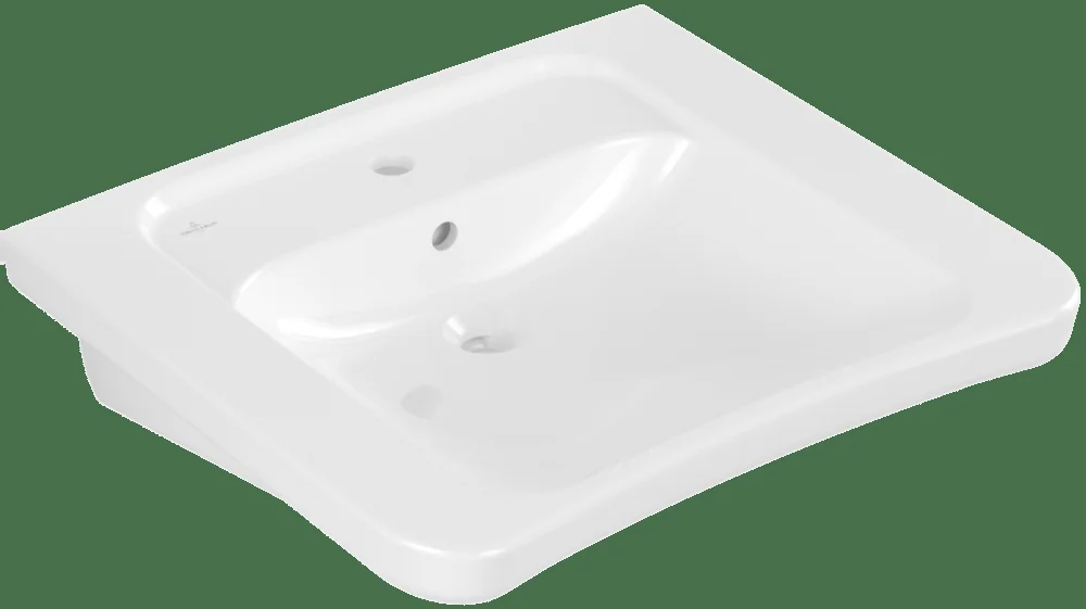Villeroy & Boch ViCare Waschbecken 650x550mm rechteckig 1HL. m. ÜL. Weiß Alpin AntiBac cplus