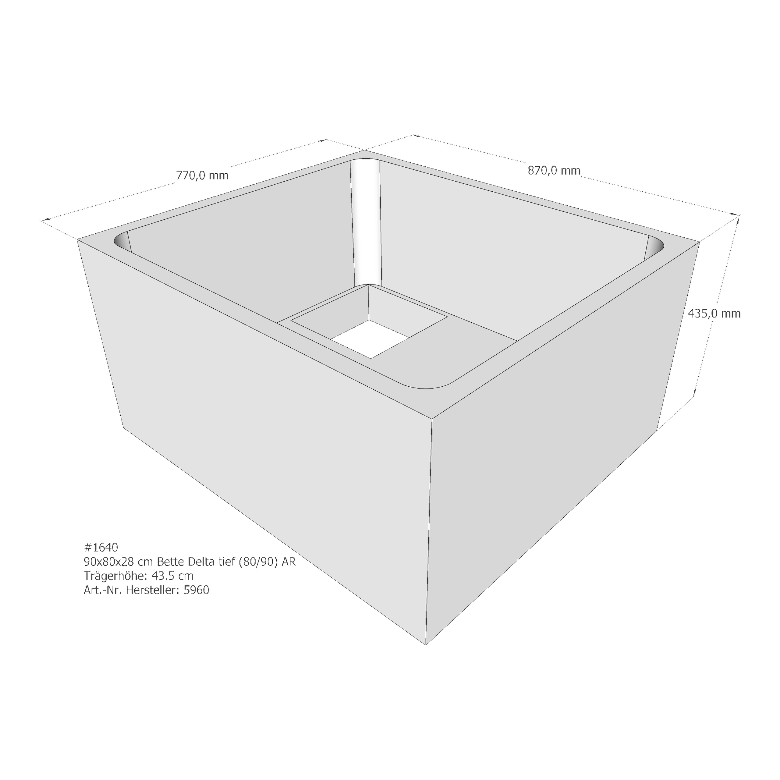 Duschwannenträger für Bette Delta (tief) 90 × 80 × 28 cm Breite: 80 cm / Länge: 90 cm Duschwannenträger für Bette Delta (tief) 90 × 80 × 28 cm Breite: 80 cm / Länge: 90 cm