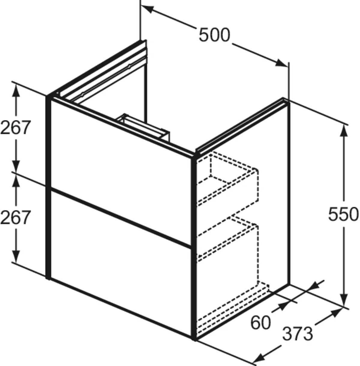Möbelwaschtischunterschrank Conca 500x375x548mm 2 Auszüge Weiß matt Möbelwaschtischunterschrank Conca 500x375x548mm 2 Auszüge Weiß matt