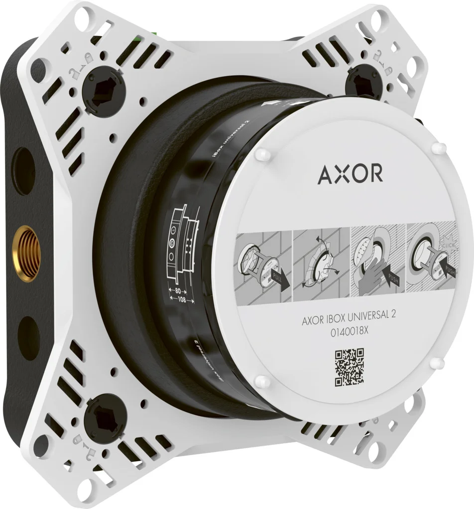 Hansgrohe AXOR iBox universal 2 Grundkörper, entzinkungsarmes Messing, wärme- und schallisolierend, Anschlussgewinde Rp 1/2, Anschlussgröße DN15, minimale Einbautiefe 80 mm, maximale Einbautiefe 108 mm Hansgrohe AXOR iBox universal 2 Grundkörper, entzinkungsarmes Messing, wärme- und schallisolierend, Anschlussgewinde Rp 1/2, Anschlussgröße DN15, minimale Einbautiefe 80 mm, maximale Einbautiefe 108 mm