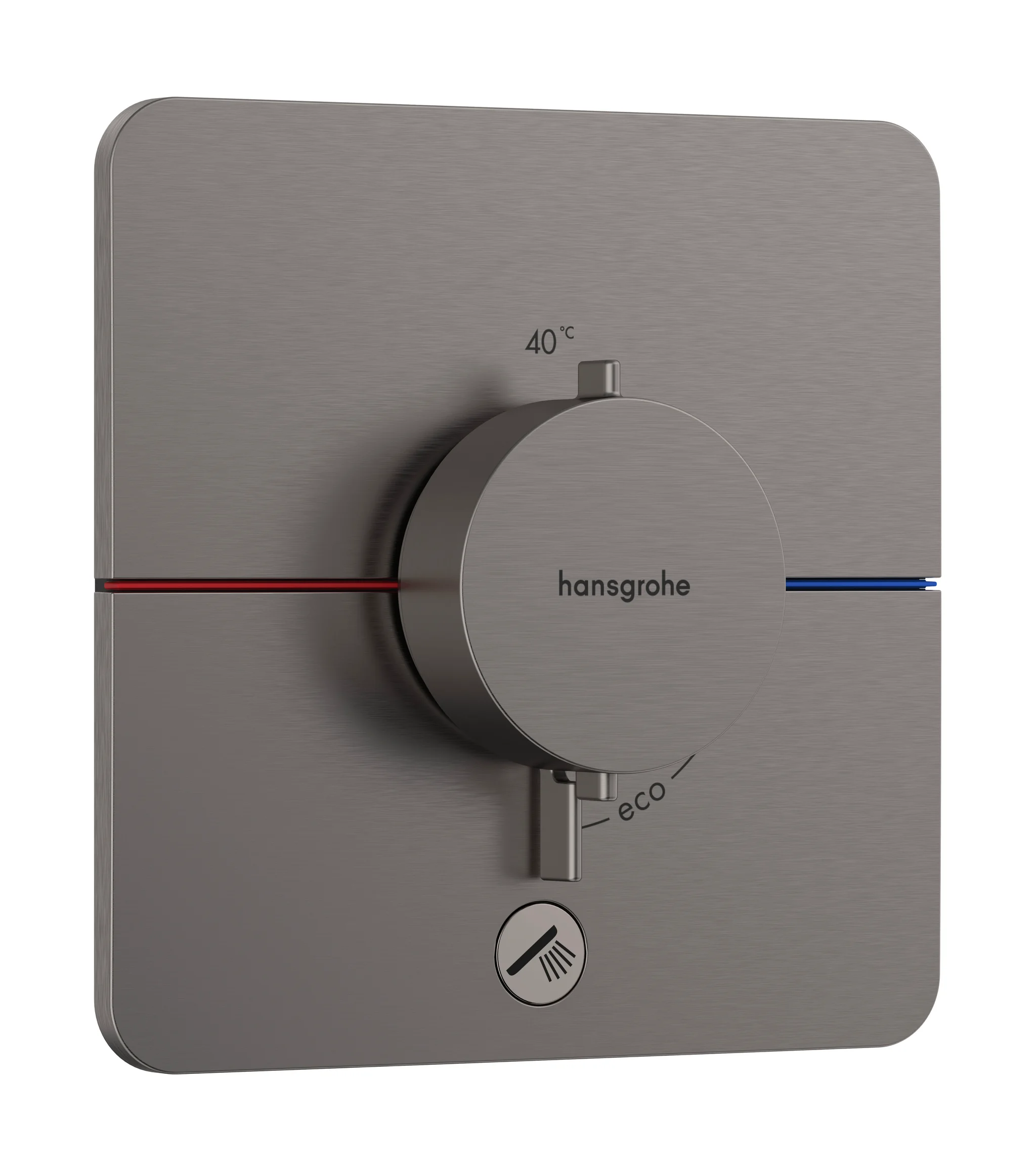 Hansgrohe ShowerSelect Comfort Q Thermostat Unterputz, Brushed Black Chrome, 1 Verbraucher + zusätzlicher Abgang, flache Rosette, einfache Installation