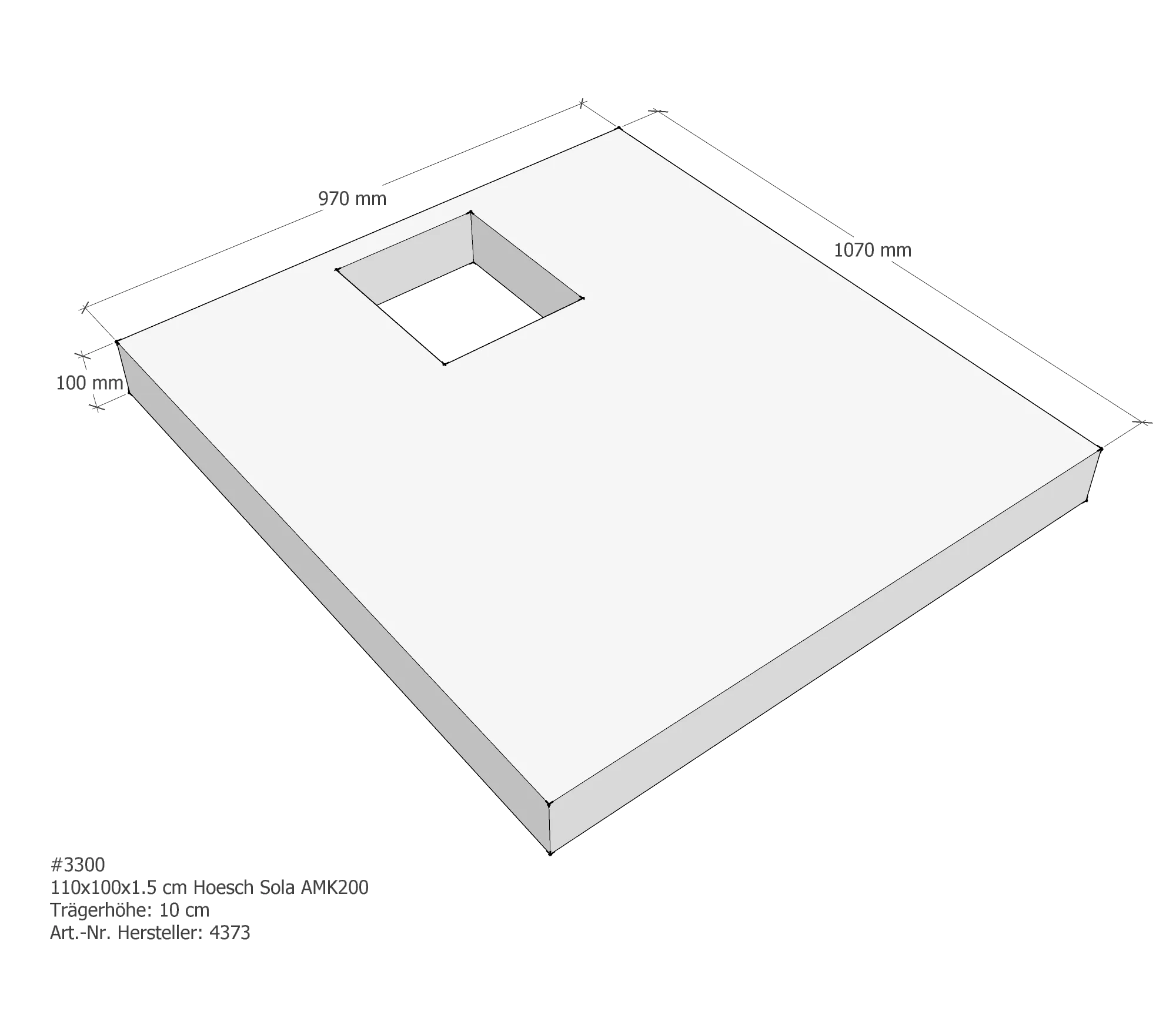Duschwannenträger für Hoesch Sola 110 × 100 × 1,5 cm