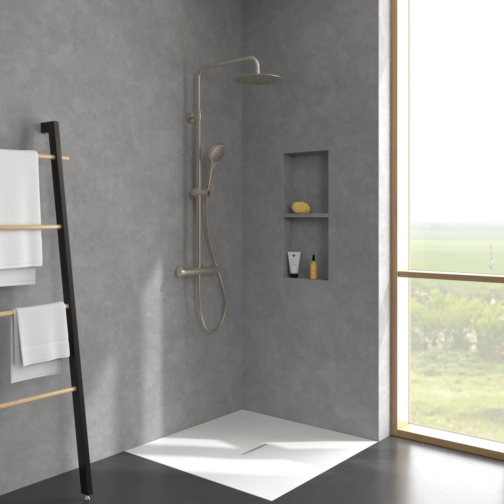 Gleitstangekombination „Verve Showers“, Befestigung verdeckt 47,2 cm in Brushed Nickel Matt Gleitstangekombination „Verve Showers“, Befestigung verdeckt 47,2 cm in Brushed Nickel Matt