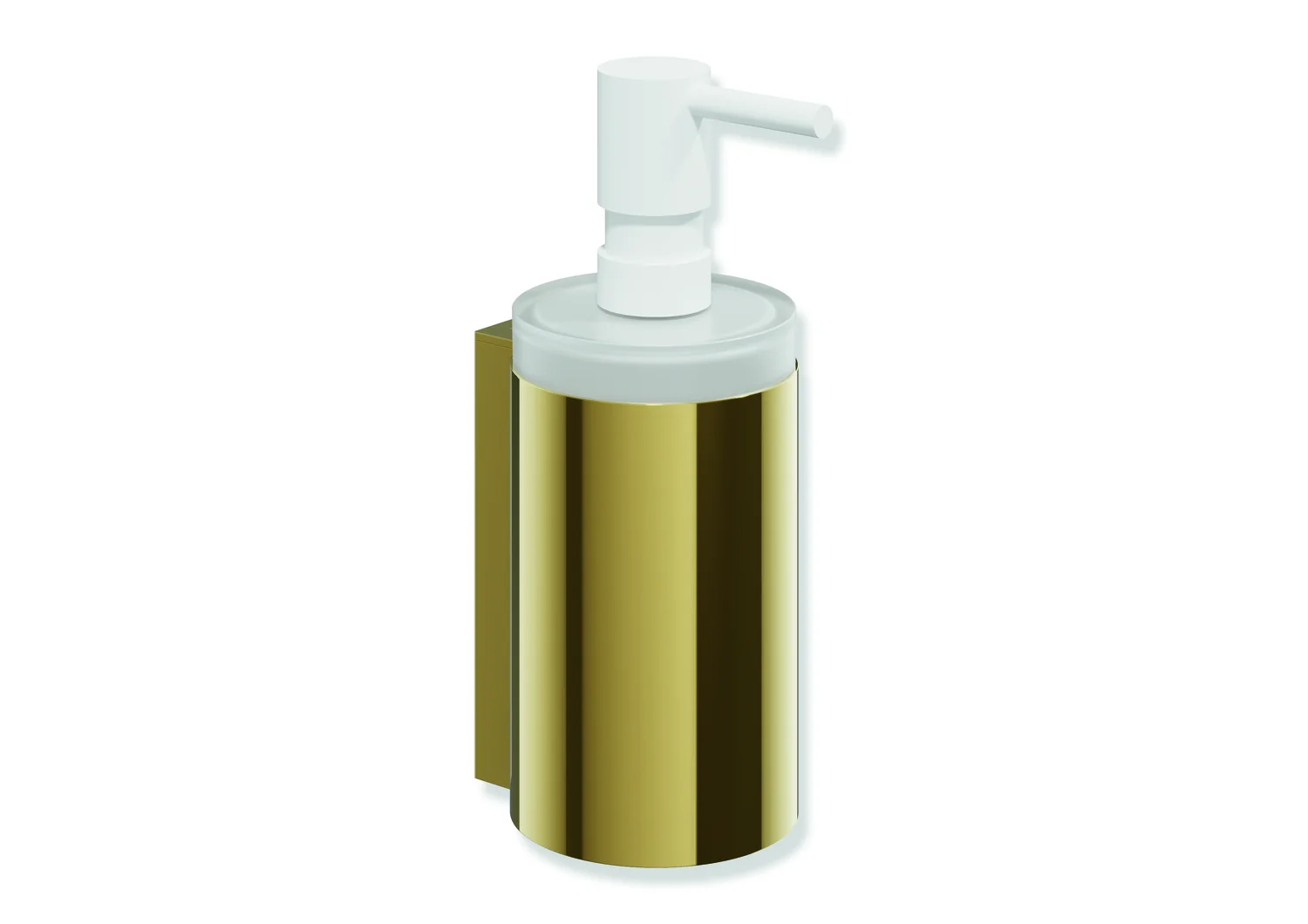 HEWI Seifenspender mit Halter System 162, PVD, Gold glänzend, D: 70 mm, H: 182 mm, T: 85 mm