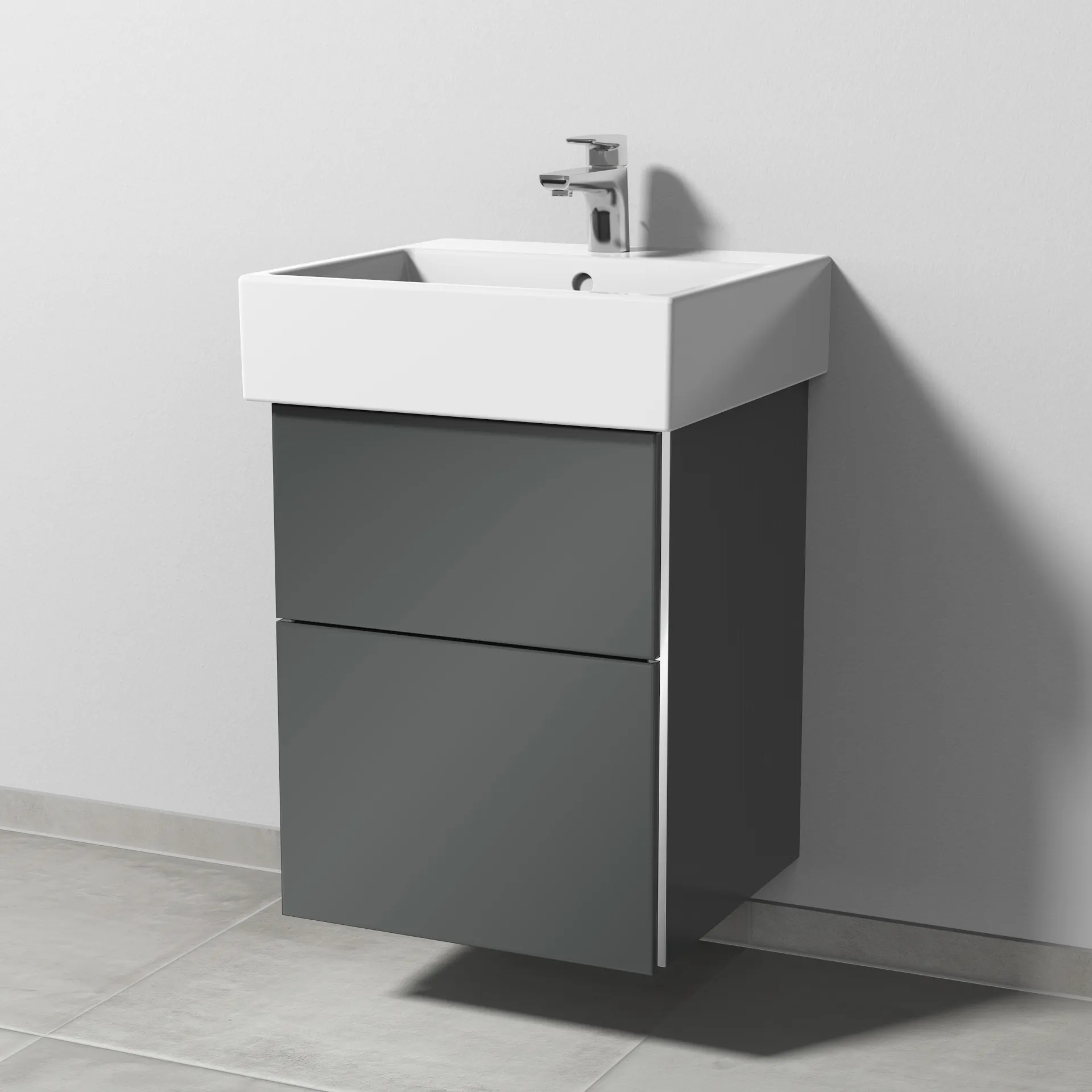 Sanipa Waschtischunterschrank „3way“ passend zu Keramik-Waschtische Vero Air von Duravit 450 × 591 × 447 mm in Anthrazit (glanz)
