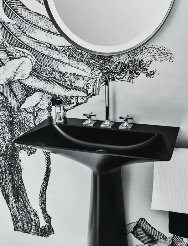 Waschbecken „Tipo-Z“ 74 × 47 × 90 cm, Hahnlochposition mittig in Schwarz Matt Waschbecken „Tipo-Z“ 74 × 47 × 90 cm, Hahnlochposition mittig in Schwarz Matt