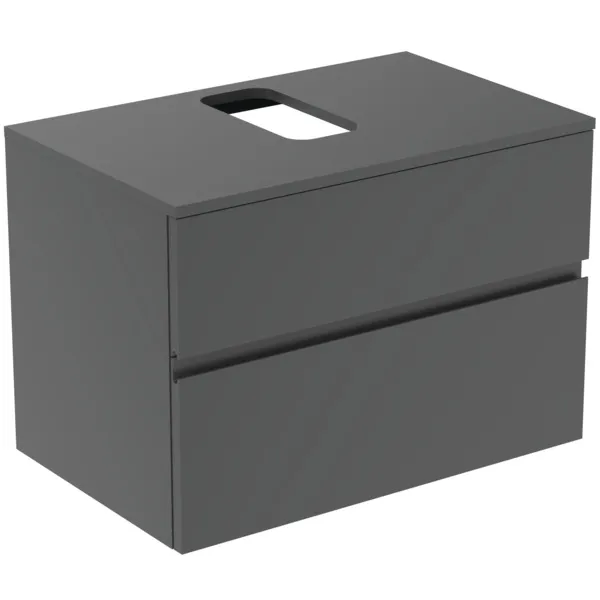 Ideal Standard Waschtischunterschrank Finesse Anthrazit matt 802x505x558 mm 2 Schubladen Softclose