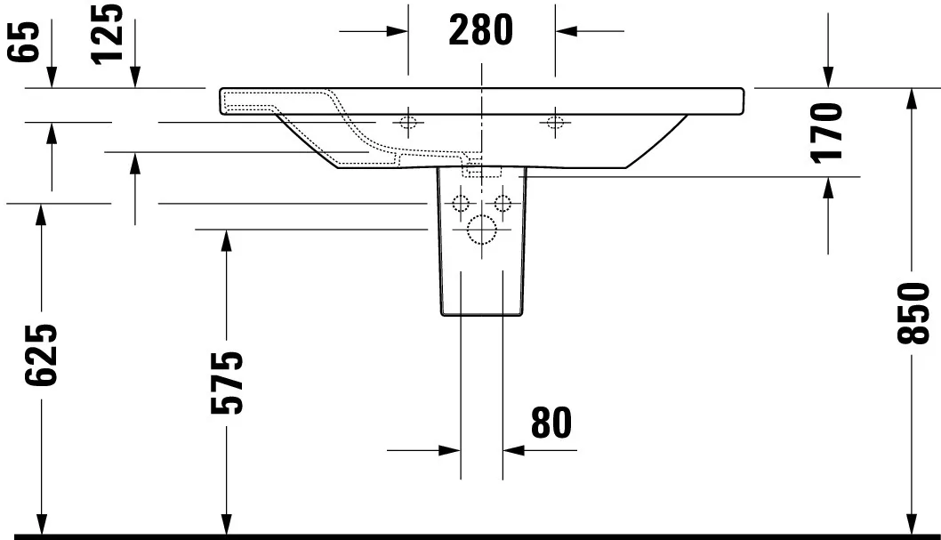 Wandwaschtisch „DuraStyle“, mit Überlauf, Hahnlochposition mittig Wandwaschtisch „DuraStyle“, mit Überlauf, Hahnlochposition mittig