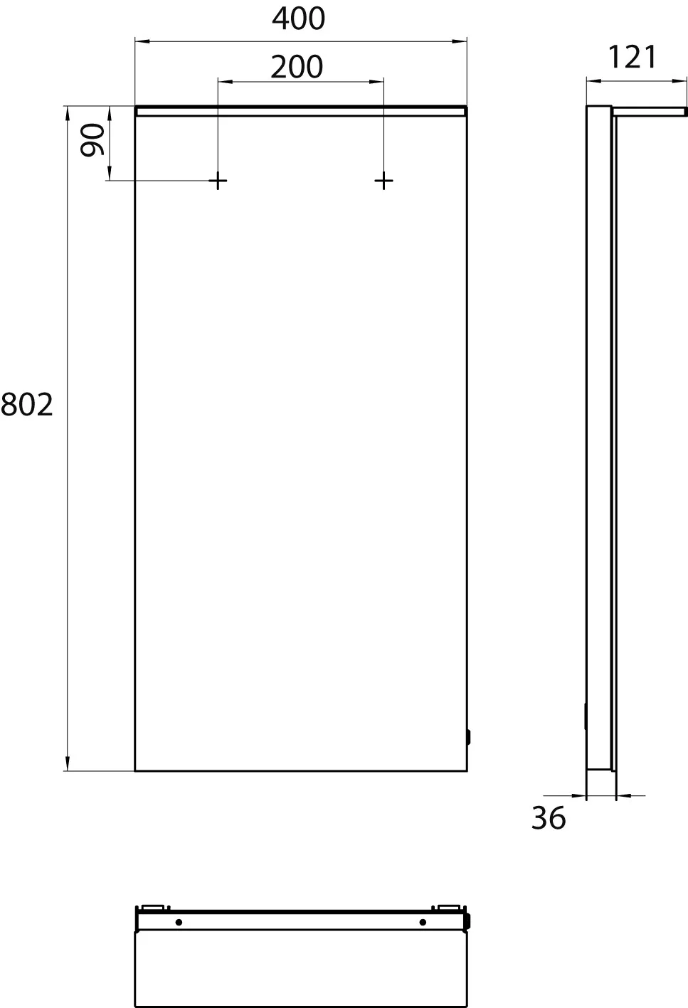 Lichtspiegel MI 200, 400 x 802 mm2700K/6500K, Sensor, IP 20