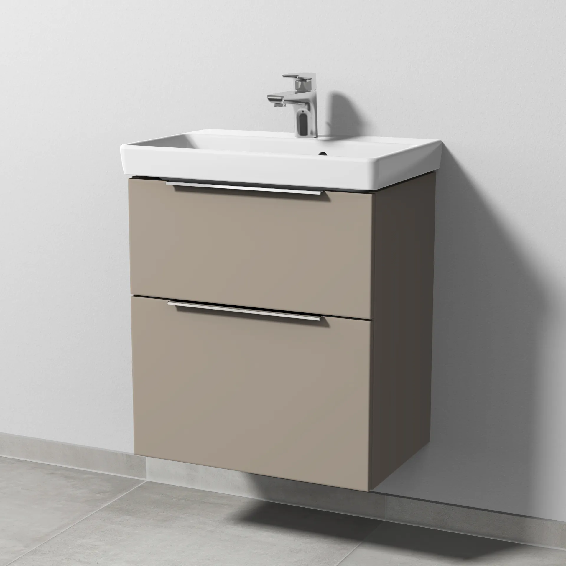 Sanipa Waschtischunterschrank „3way“ passend zu Keramik-Waschtische Avento von Villeroy & Boch 525 × 580 × 352 mm in Sandgrau (matt)