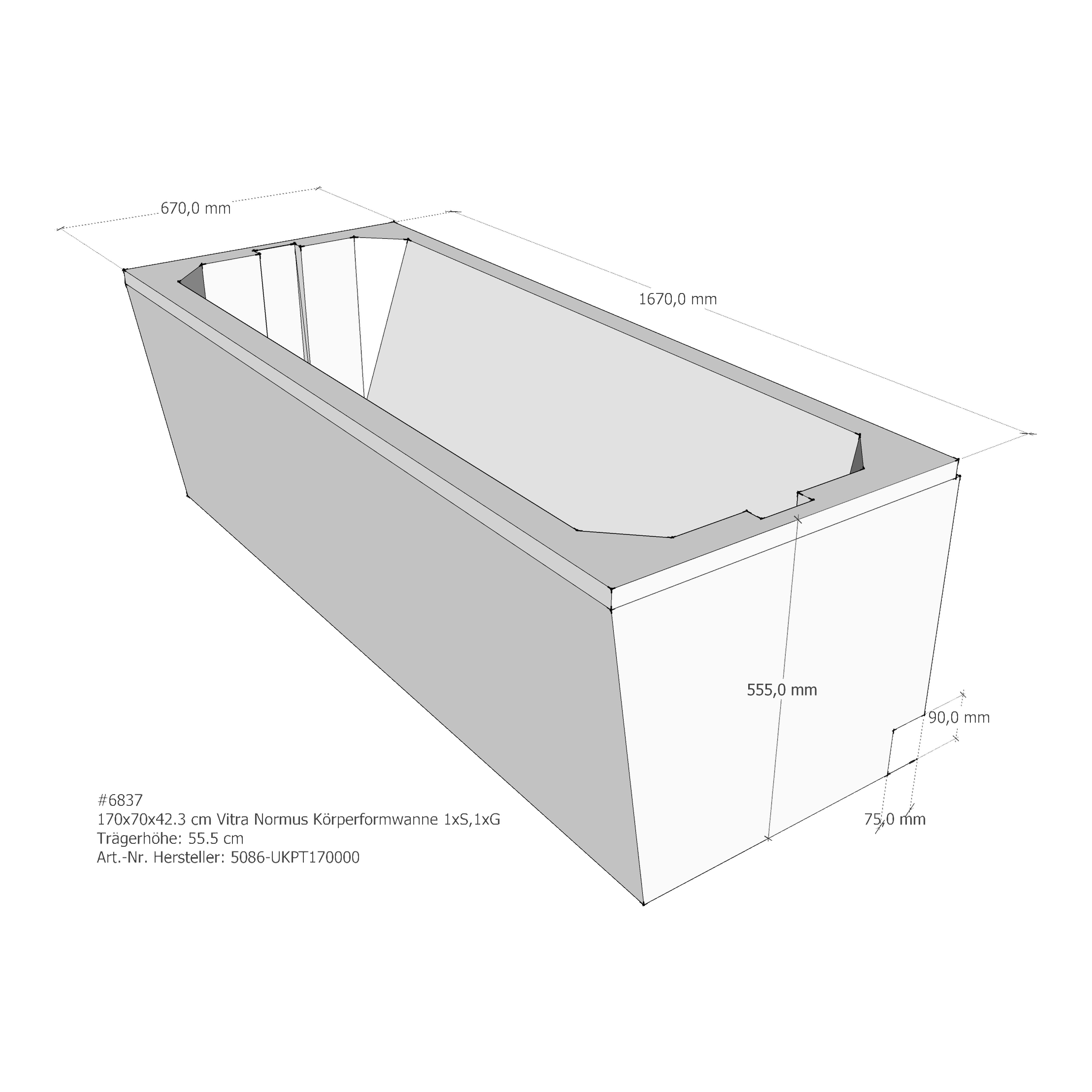 Badewannenträger für VitrA Normus 170 × 70 × 42,3 cm