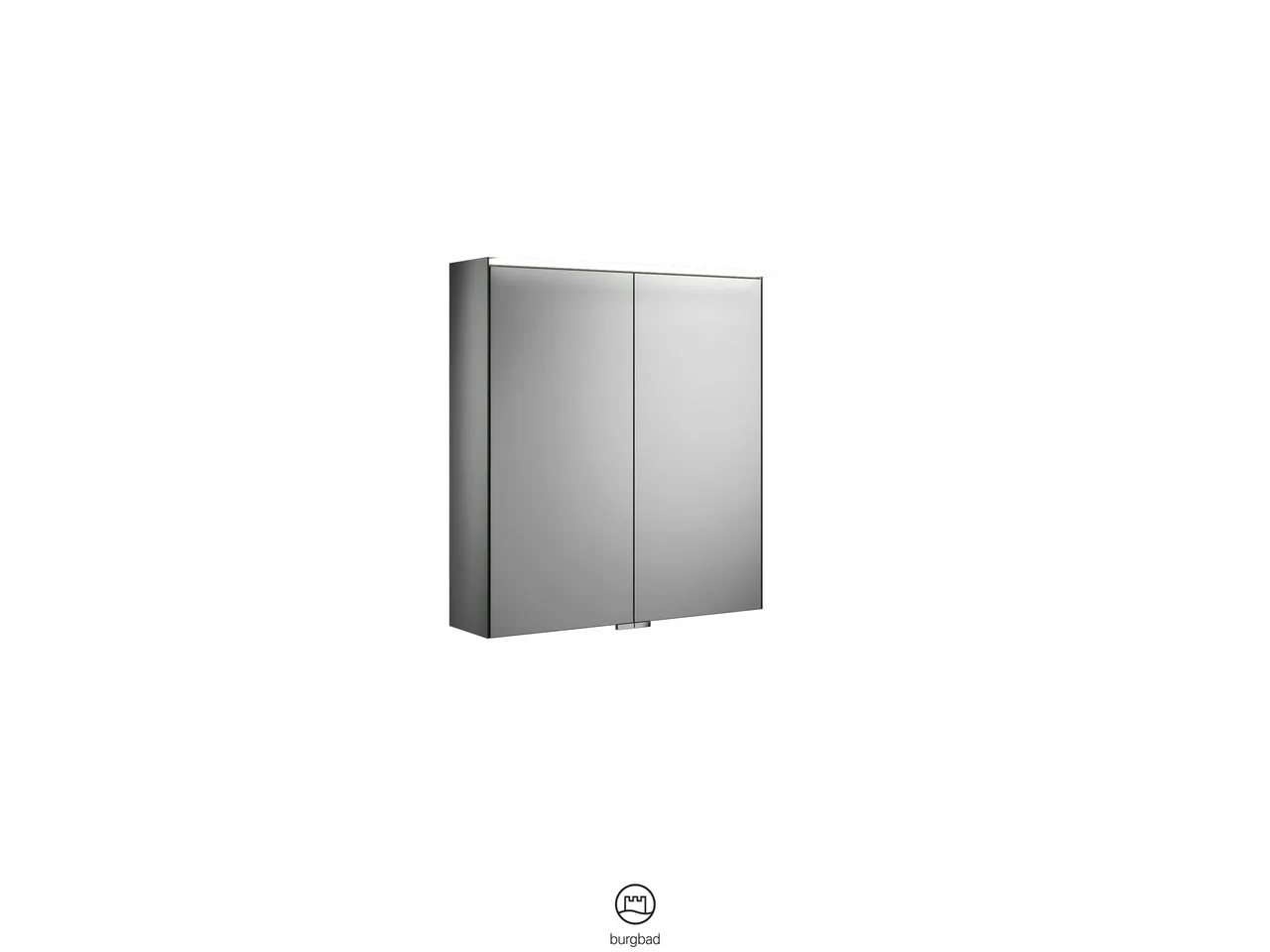 Spiegelschrank Yumo von burgbad – beidseitig verspiegelt, LED-Aufsatzleuchte 4200 K, Anthrazitgrau, 670 x 606 x 200 mm