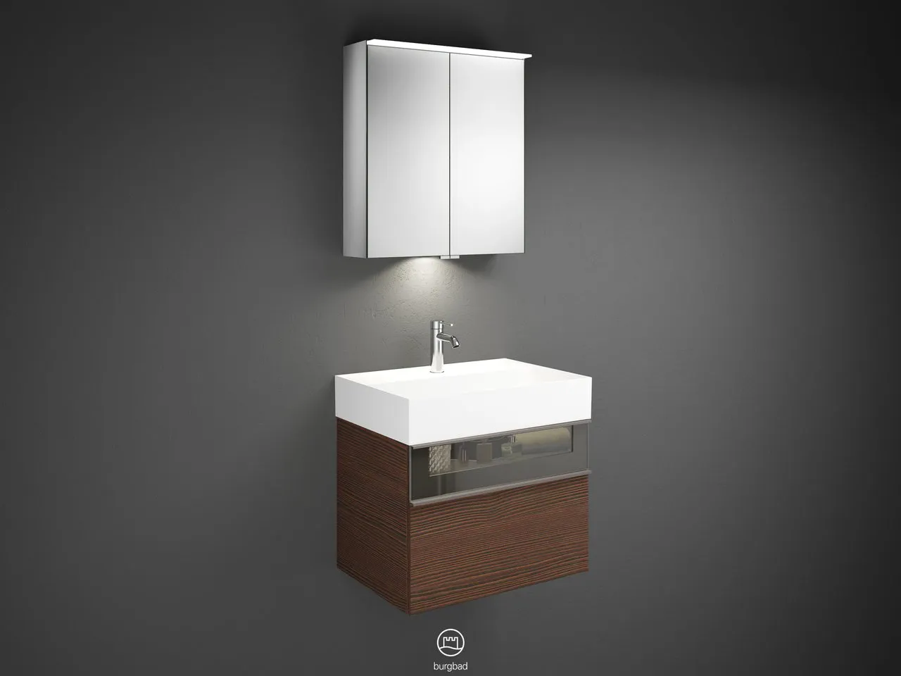 burgbad Yumo SFLA067 Badmöbelset Spiegelschrank mit Mineralguss-Waschtisch burgbad Yumo SFLA067 Badmöbelset Spiegelschrank mit Mineralguss-Waschtisch