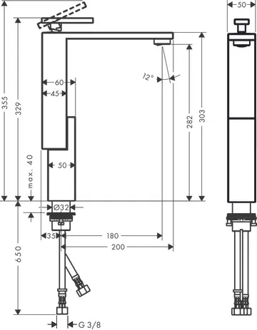 Waschtischmischer 280 Axor Edge Diamantschliff chrom Waschtischmischer 280 Axor Edge Diamantschliff chrom