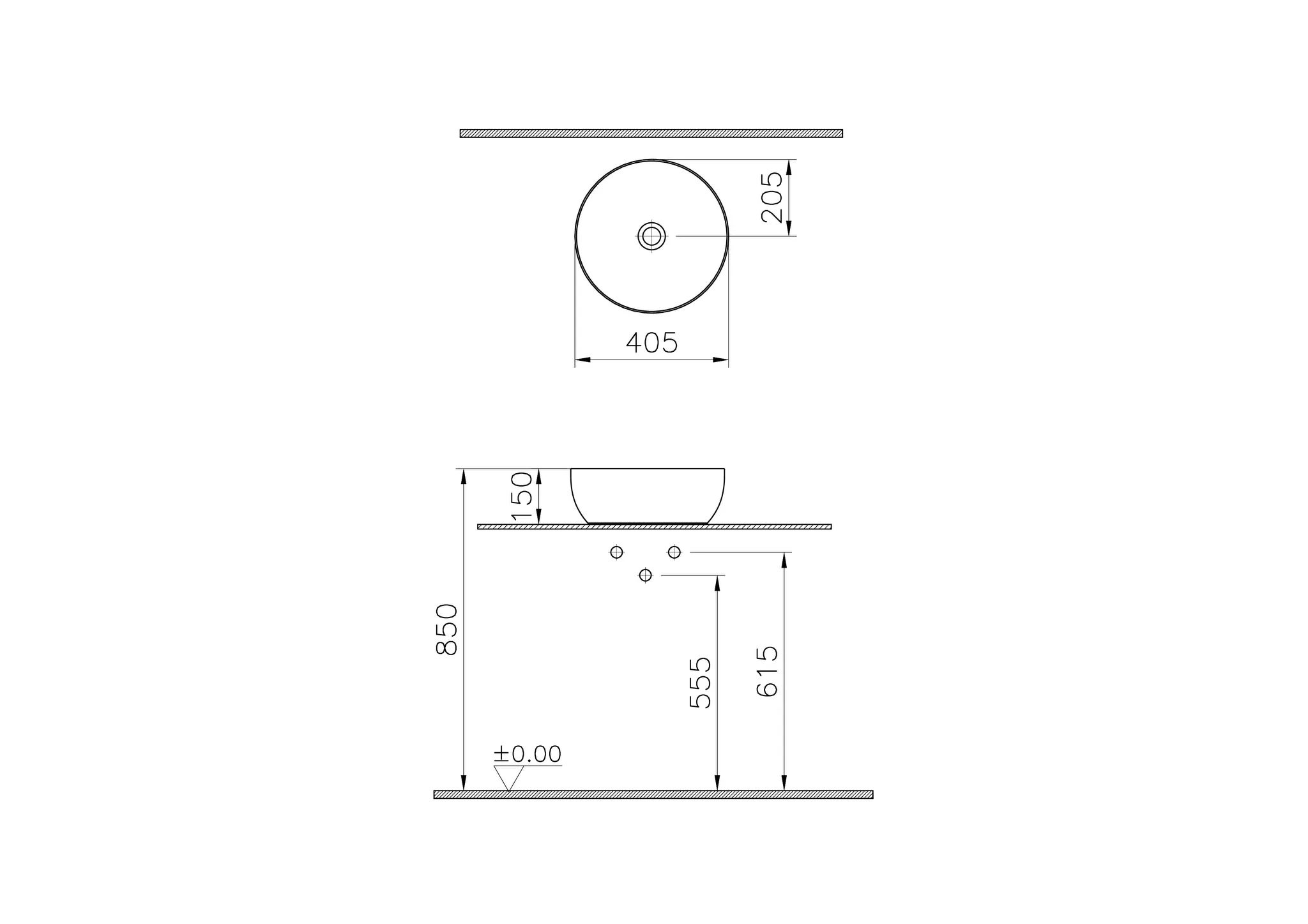 Re-Ceramic Aufsatzschale rund d: 41 cm Sanitärkeramik aus 100 Prozent recyceltem Rohstoff Taupe Natural
