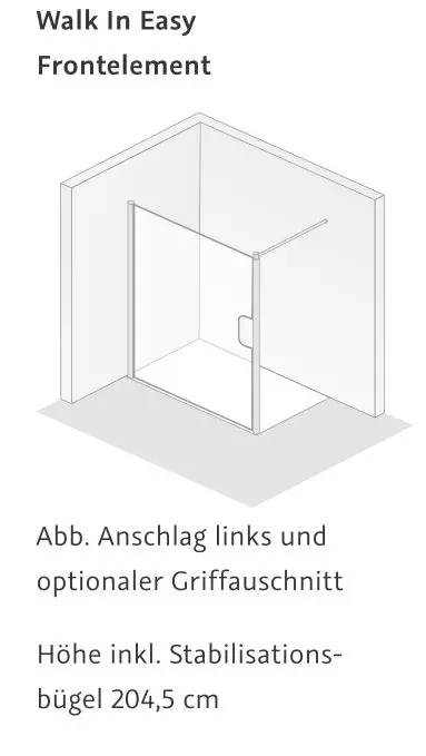 HSK gerahmte Drehtür an Nebenteil 2-teilig „Favorit Nova“ für Seitenwand Glas Klar hell, Profile Weiß, H: 1950 mm
