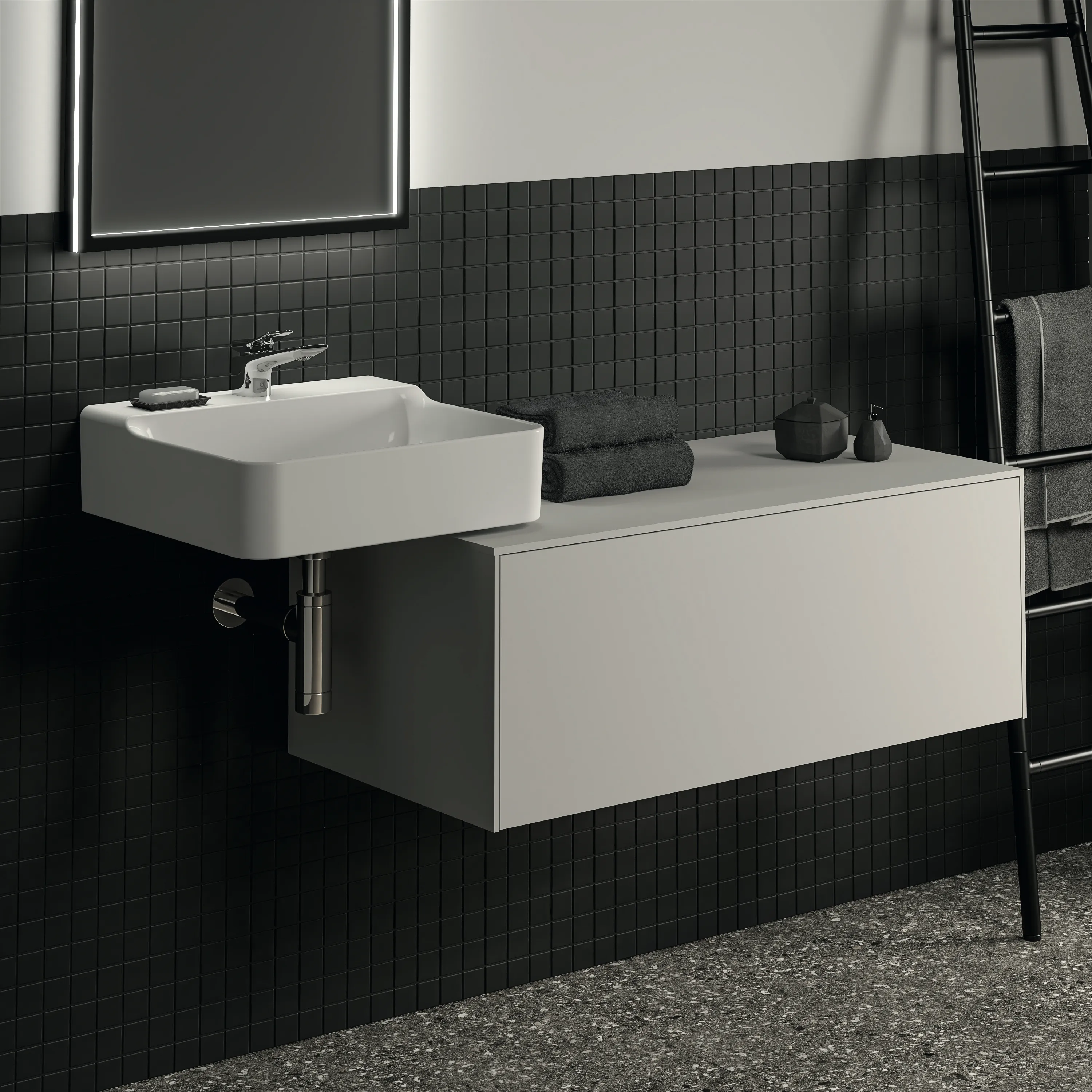 Ideal Standard Waschtischunterschrank „Conca“ 100,2 × 37 × 50,5 cm Weiß matt lackiert Ideal Standard Waschtischunterschrank „Conca“ 100,2 × 37 × 50,5 cm Weiß matt lackiert