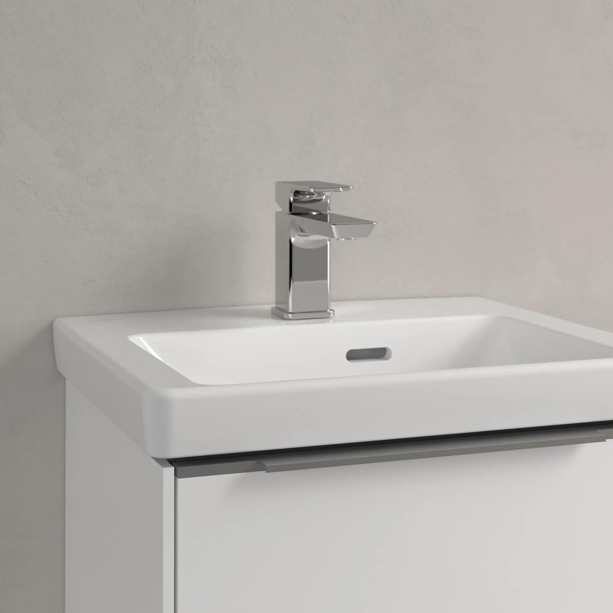Villeroy & Boch Handwaschbecken für Montage mit Möbel „Subway 3.0“ 450 × 370 × 145 mm, mit Hahnlochbohrung, Hahnlochposition mittig in Weiß Alpin Villeroy & Boch Handwaschbecken für Montage mit Möbel „Subway 3.0“ 450 × 370 × 145 mm, mit Hahnlochbohrung, Hahnlochposition mittig in Weiß Alpin