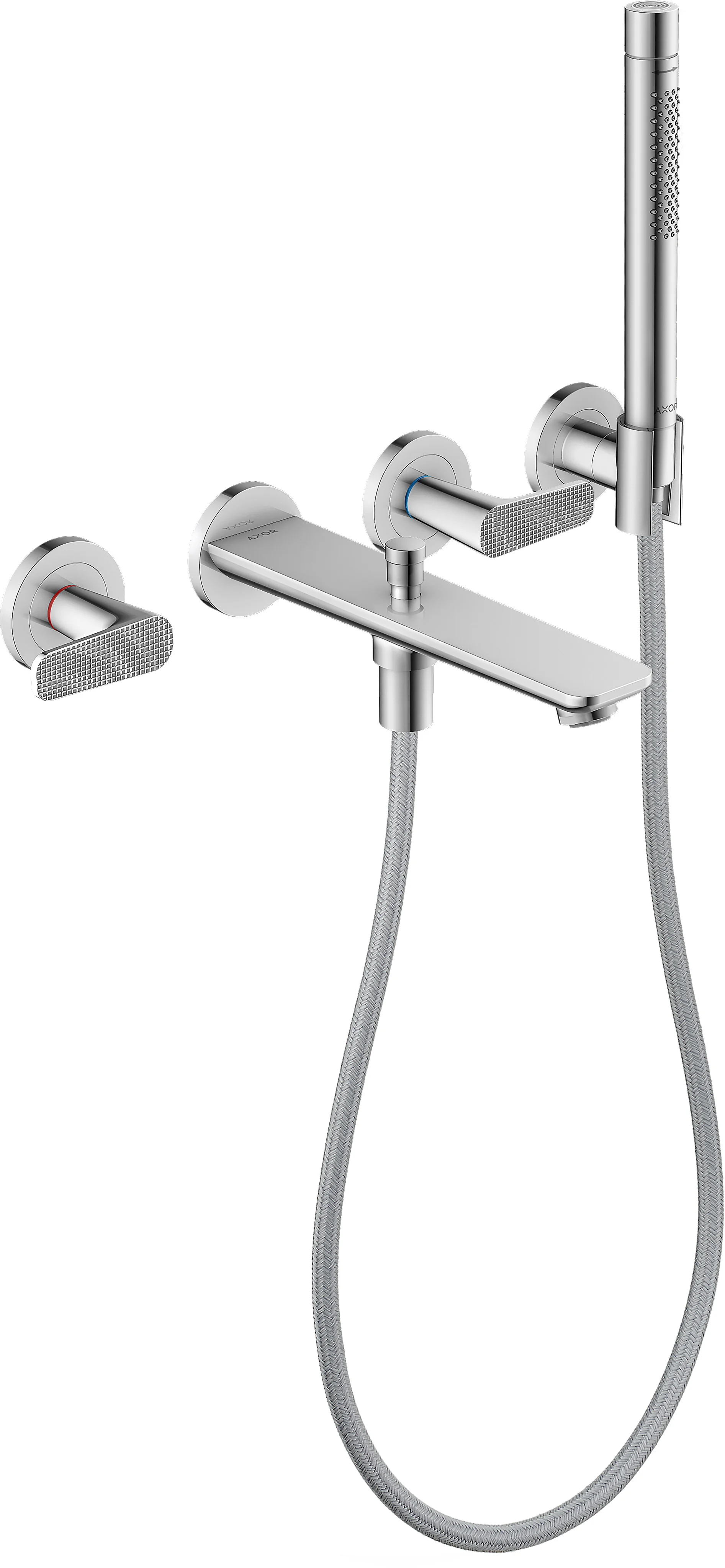 Hansgrohe AXOR Citterio C 3-Loch Wannenarmatur Unterputz Chrom, Ausladung 222 mm, Normalstrahl, Rain/MonoRain-Handbrause, max. Durchfluss 20,1 l/min