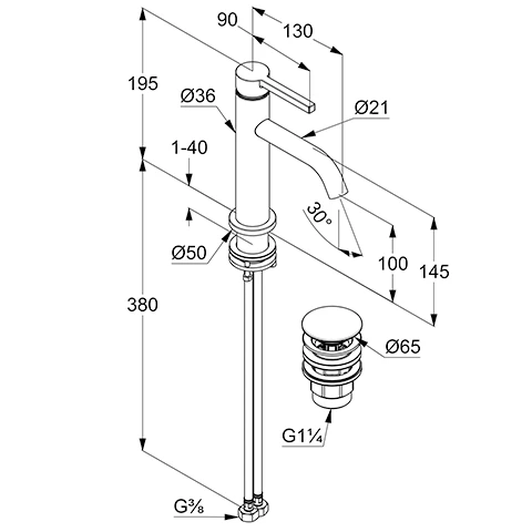 NOVA FONTE Pura WaschtischEHM 100 mit PushOpen chrom NOVA FONTE Pura WaschtischEHM 100 mit PushOpen chrom