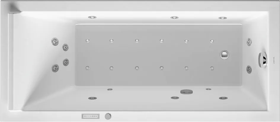 Duravit Whirlwanne „Starck“ rechteck 1600 × 700 mm, Fußablauf mit Combi-System E, in Weiß Duravit Whirlwanne „Starck“ rechteck 1600 × 700 mm, Fußablauf mit Combi-System E, in Weiß