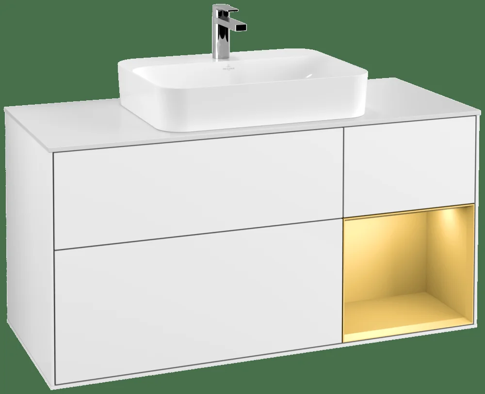 Villeroy & Boch Finion Waschbeckenunterschrank G42 1200x603x501mm Glossy White Lacquer / Gold Matt Lacquer