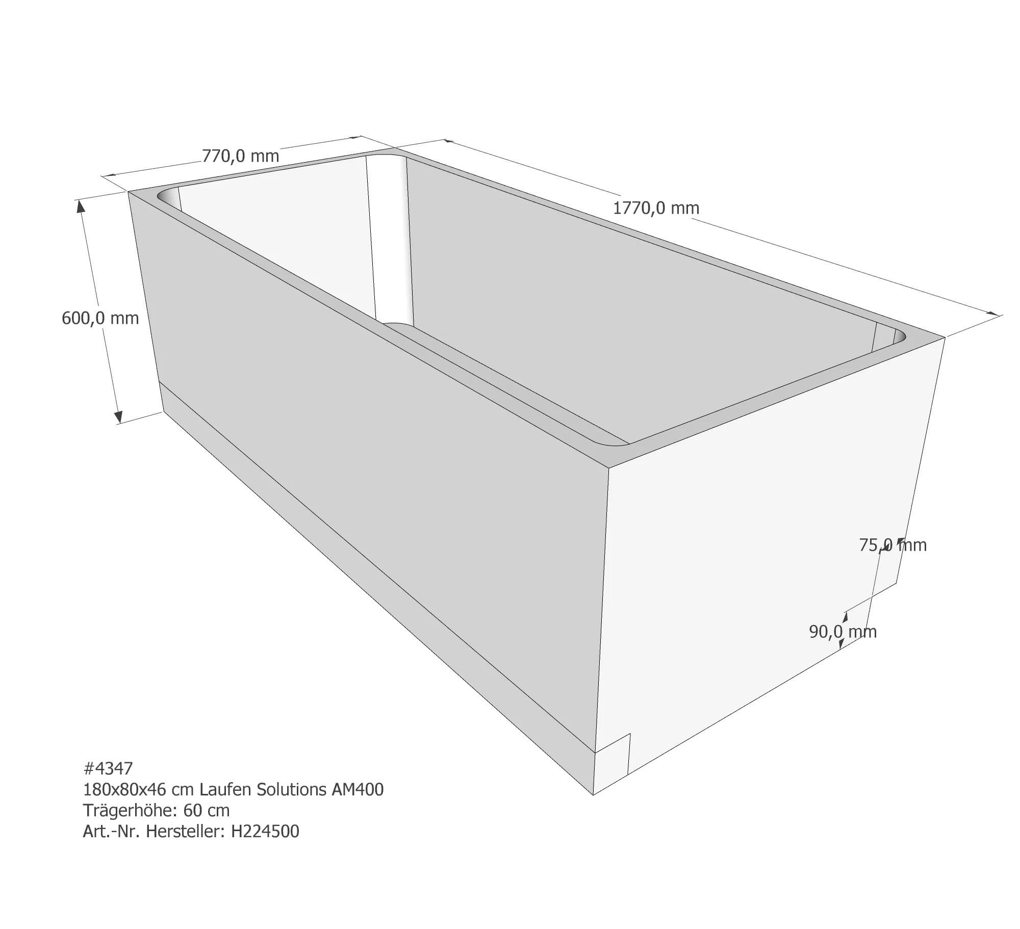Badewannenträger passend für Laufen 180 × 80 × 46 cm Badewannenträger passend für Laufen 180 × 80 × 46 cm
