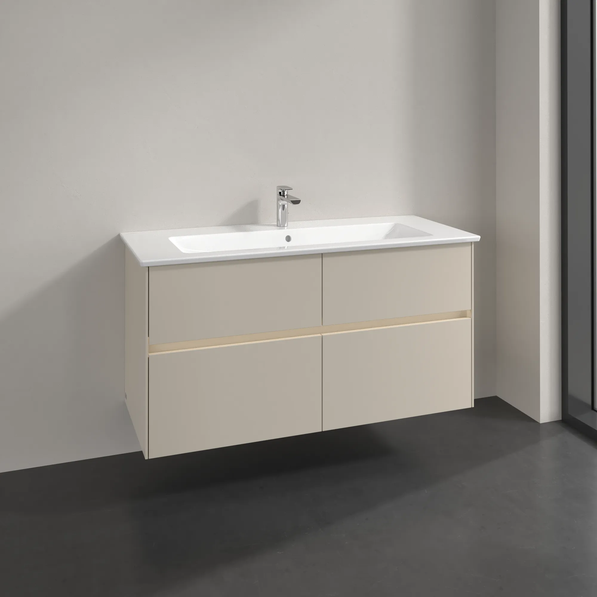 Villeroy & Boch Waschtischunterschrank „Collaro“ 1161 × 610 × 480 mm Cashmere Grey, mit Beleuchtung, für Becken mittig Villeroy & Boch Waschtischunterschrank „Collaro“ 1161 × 610 × 480 mm Cashmere Grey, mit Beleuchtung, für Becken mittig