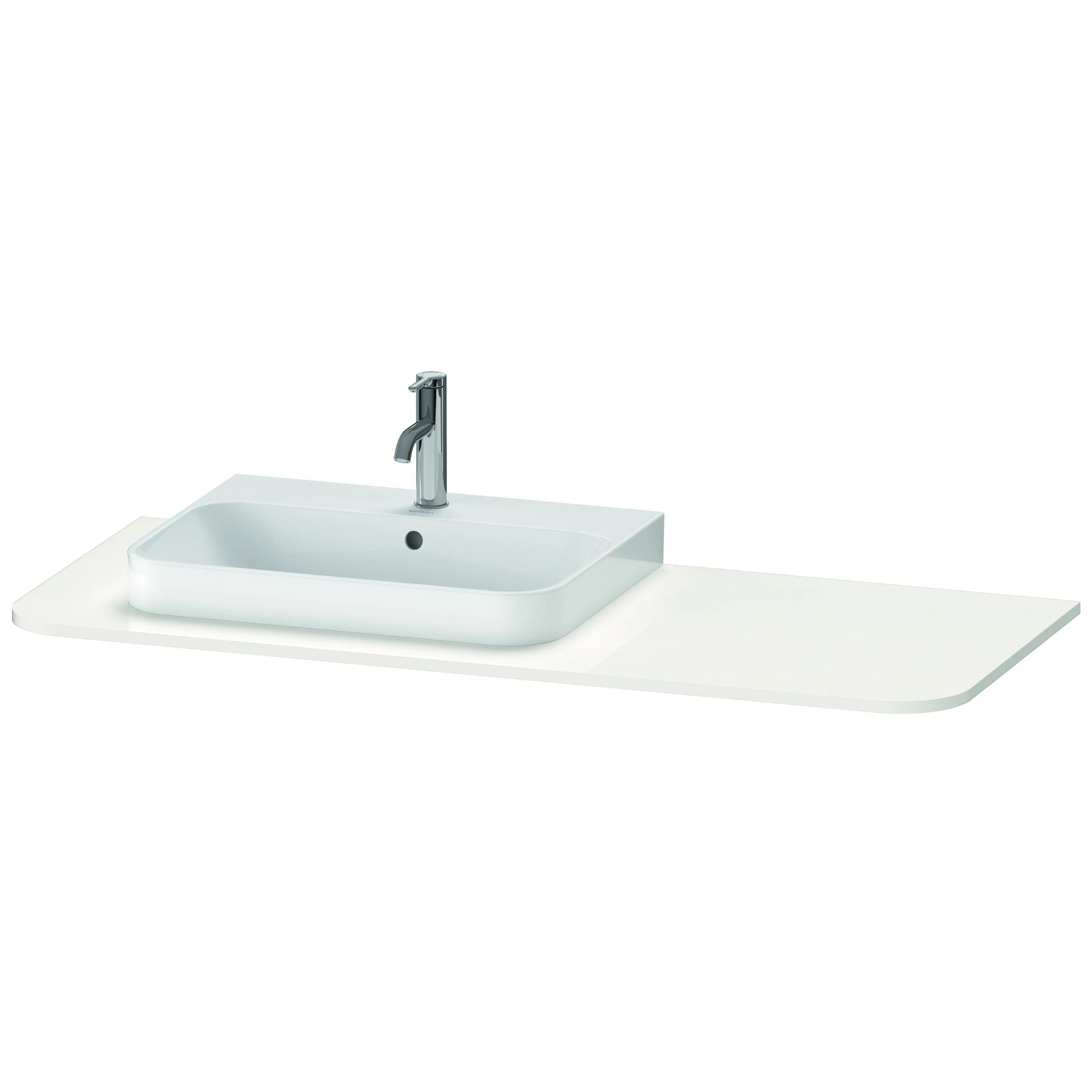 Duravit Konsole „Happy D.2 Plus“, links in Weiß Hochglanz Ausschnitte: 1 / Farbe: Weiß Hochglanz / Größe: 130 × 55 × 1,6 cm Duravit Konsole „Happy D.2 Plus“, links in Weiß Hochglanz Ausschnitte: 1 / Farbe: Weiß Hochglanz / Größe: 130 × 55 × 1,6 cm
