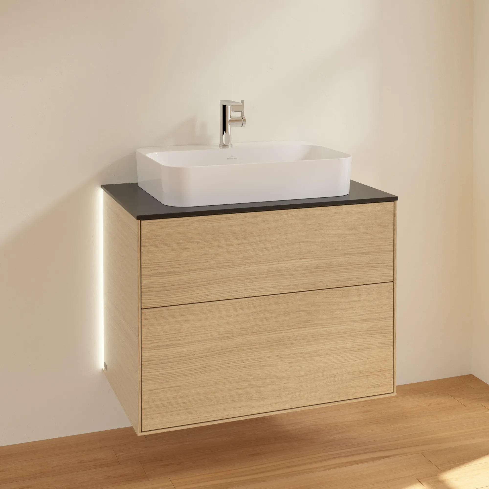 Villeroy & Boch Finion Waschbeckenunterschrank G34, 800 x 603 x 501 mm, mit Beleuchtung, 2 Auszüge