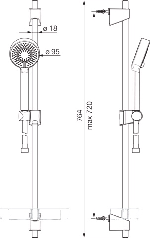 HA Wandstangengarnitur HANSABASICJET 4478 3-strahlig DN15 Chrom