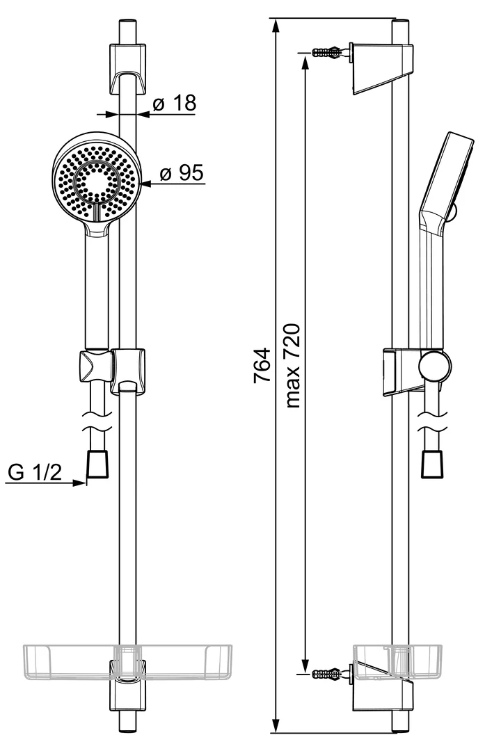 HansaBASICJET Wandstangen-Brausenset HansaBASICJET 4478 3-strahlig DN15 Chrom HansaBASICJET Wandstangen-Brausenset HansaBASICJET 4478 3-strahlig DN15 Chrom
