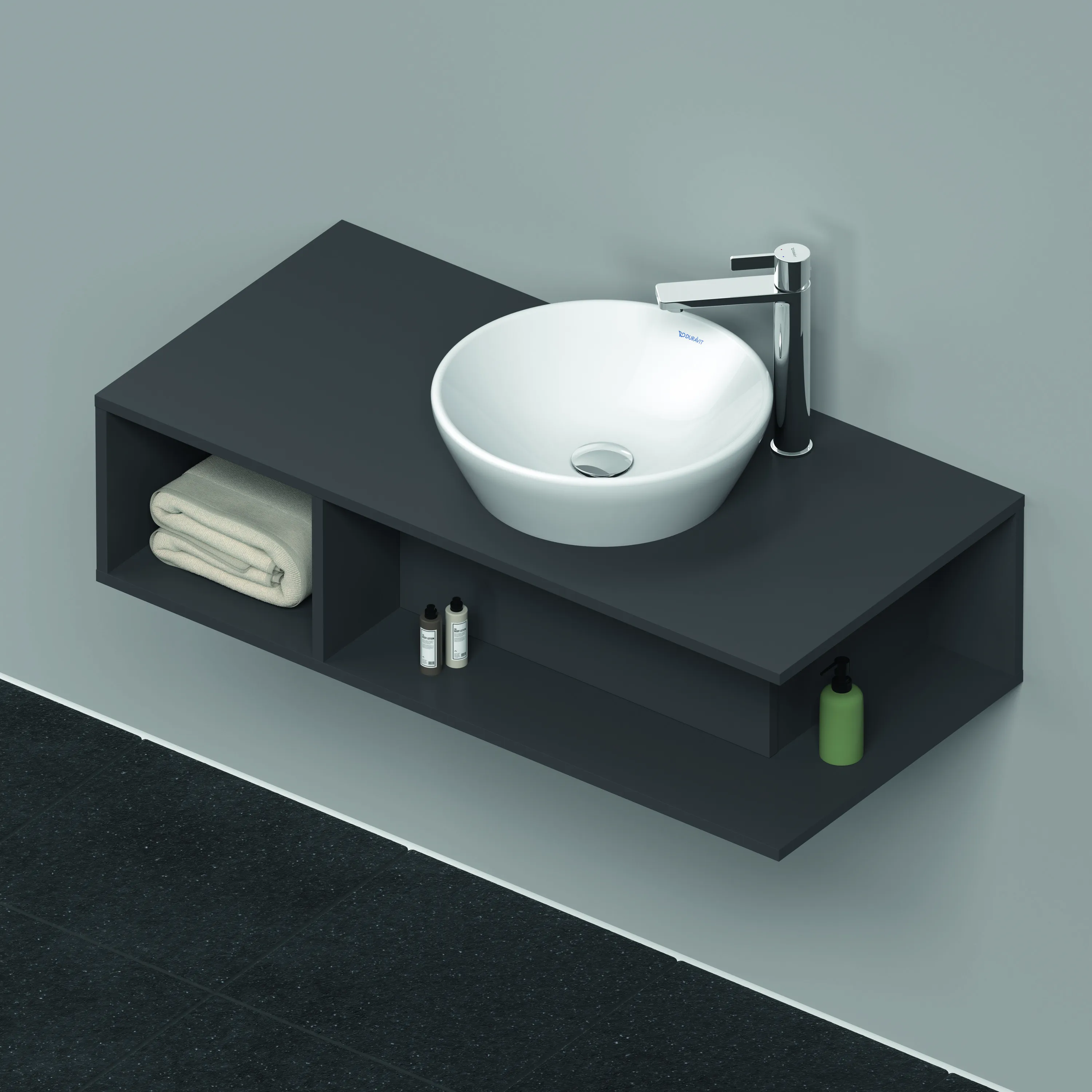 Duravit Waschtischunterschrank wandhängend „D-Neo“ 100 × 26 × 48 cm Graphit Matt