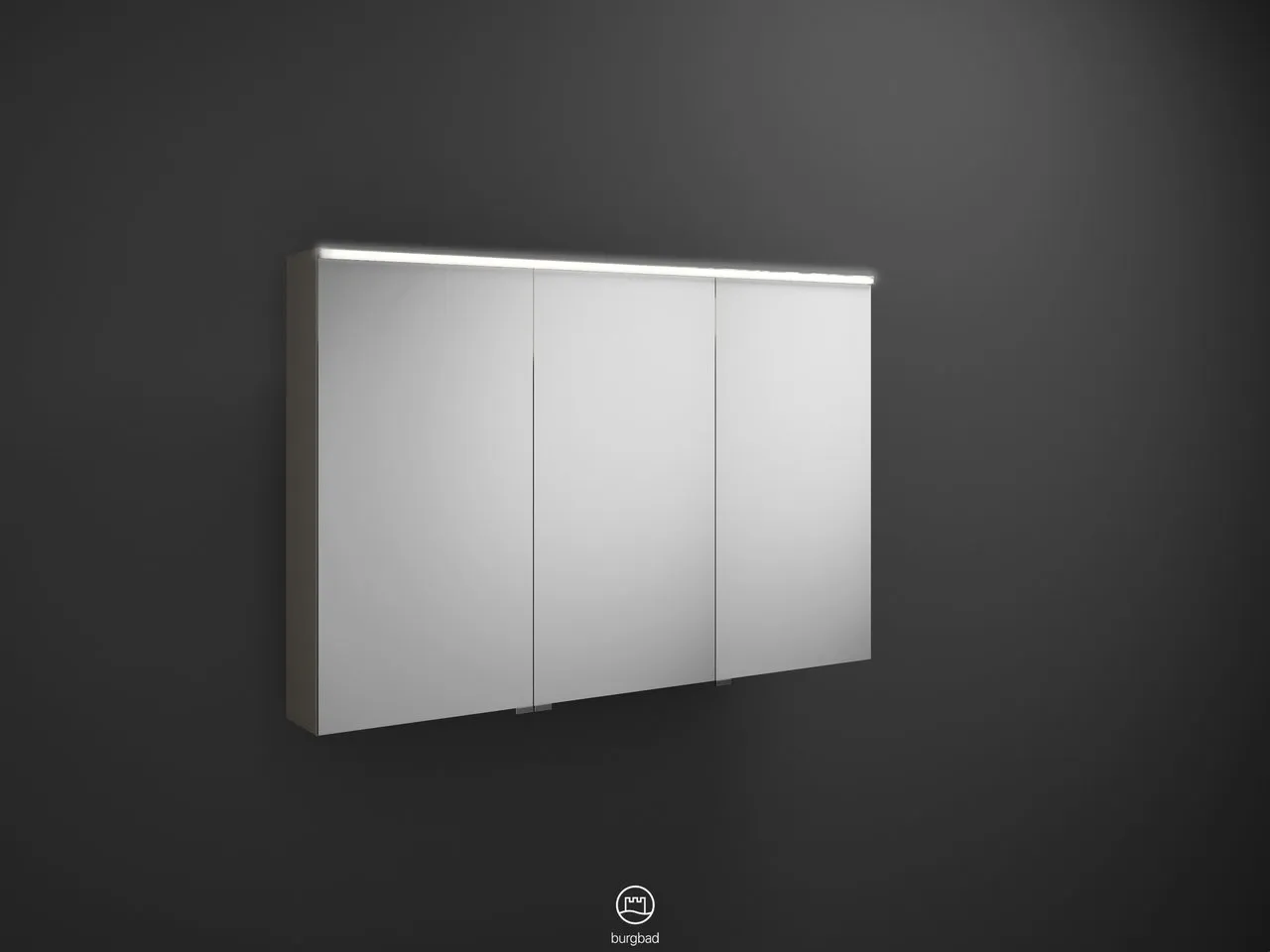 Spiegelschrank Eqio von burgbad - beidseitig verspiegelt, LED-Aufsatzleuchte 4250 K, 170 mm tief, 1200 mm breit, 800 mm hoch