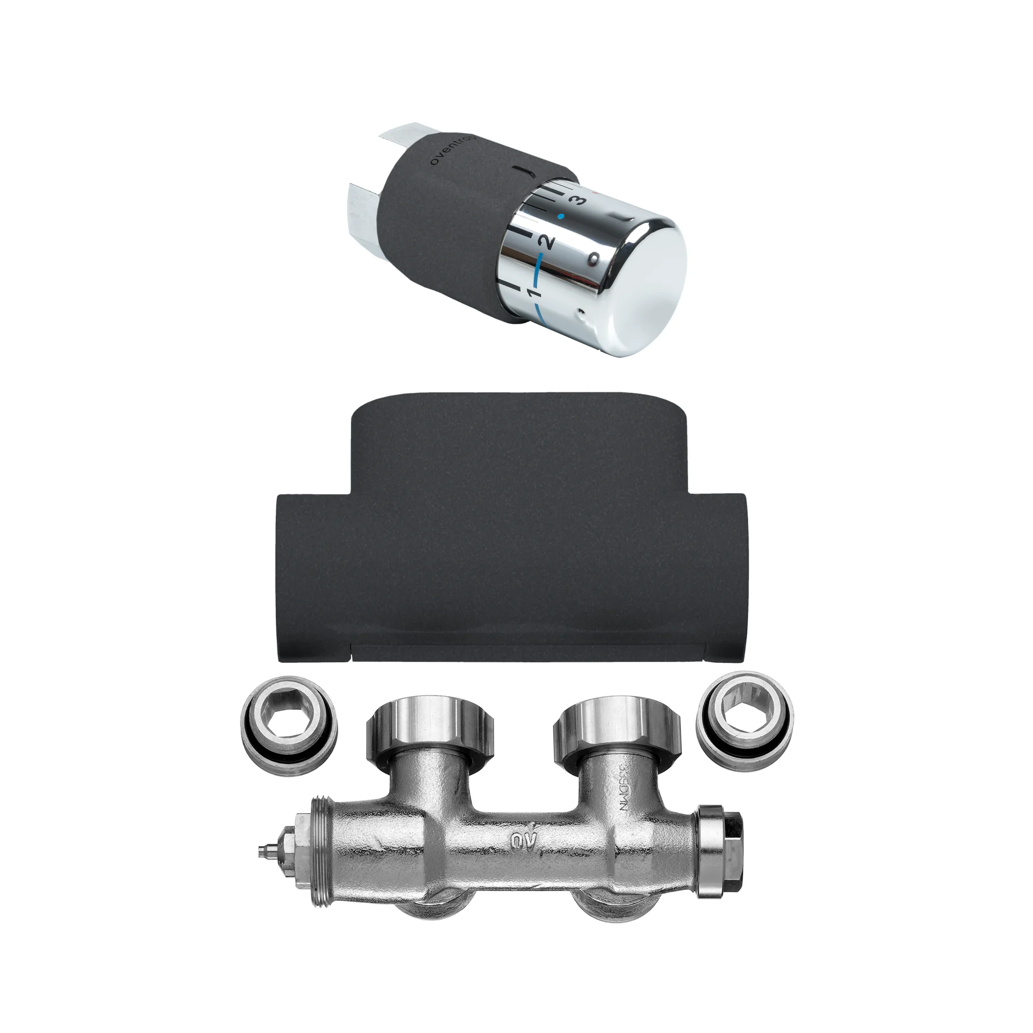 Kermi Set Ventilhahnblock Eckform in Anthracite Grey