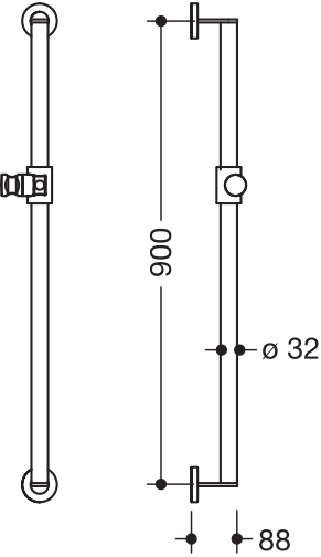 Brausehalterstange „System 900“ in Signalweiß