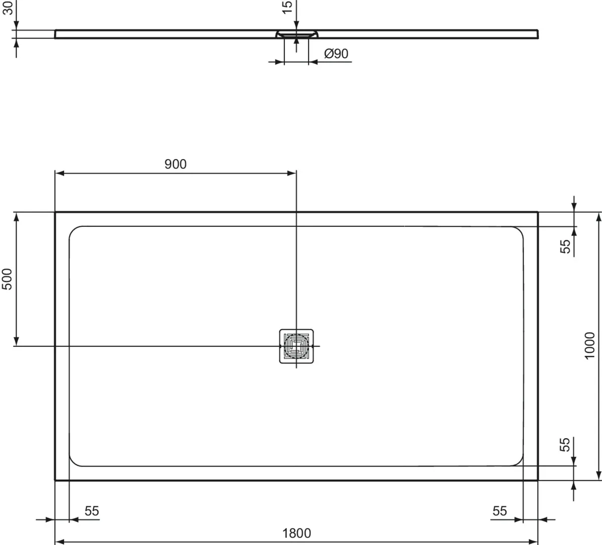 Ideal Standard Duschwanne „UltraFlatS+“ 100 × 180 cm in Sandstein