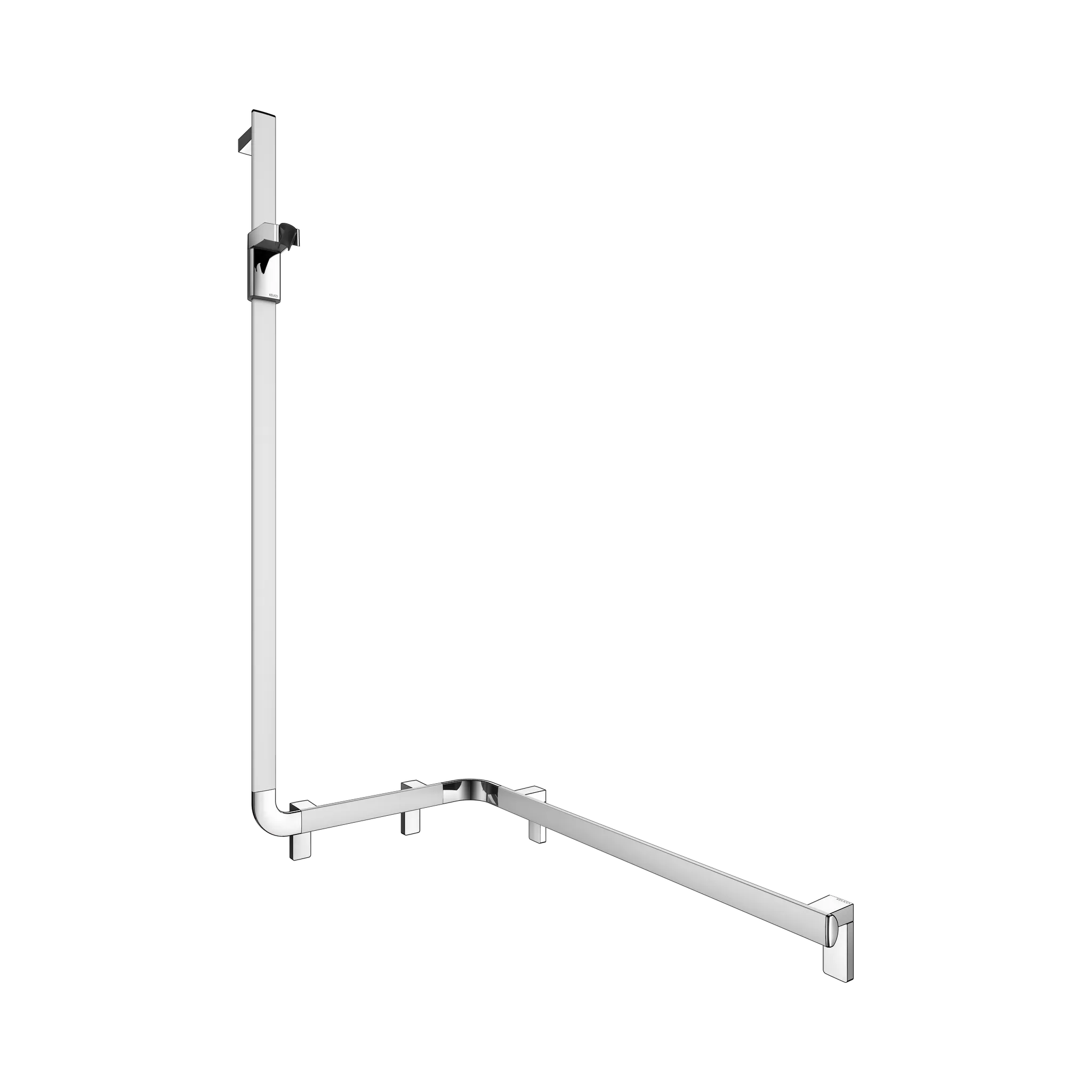 KEUCO Duschhandlauf mit Brausestange „Axess“ 800 × 600 × 1300 mm Ausführung links, in Silber (eloxiert)