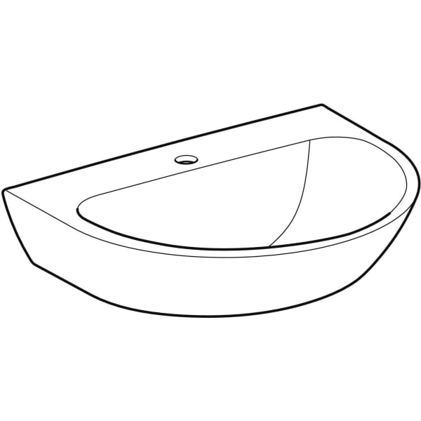 Wandwaschtisch „Renova“, ohne Überlauf, Hahnlochposition mittig 65 × 50 cm in weiß alpin
